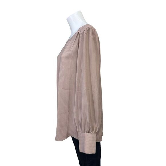 Adrianna Papell light brown puff long sleeve casual Blouse size Large - Picture 3 of 7